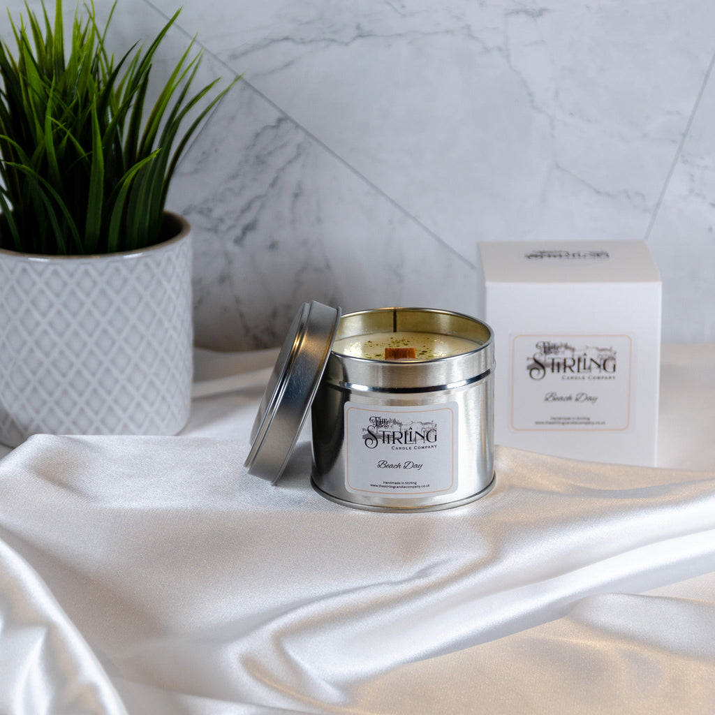 Beach Day Travel Tin Candle with Wooden Wick