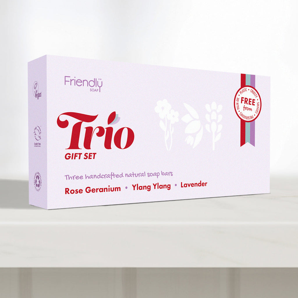 Trio Gift Set Rose Geranium Ylang Ylang Lavender Natural Soap