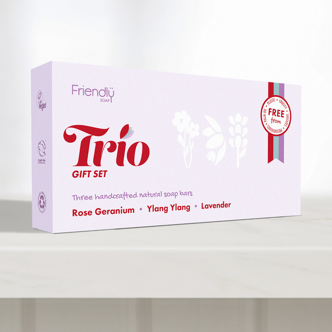 Trio Gift Set Rose Geranium Ylang Ylang Lavender Natural Soap