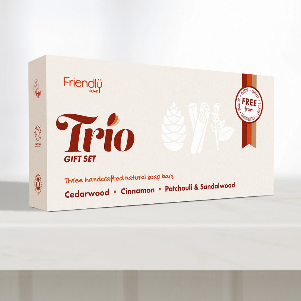 Natural Soap Trio Gift Set Cedarwood Cinnamon Patchouli Sandalwood