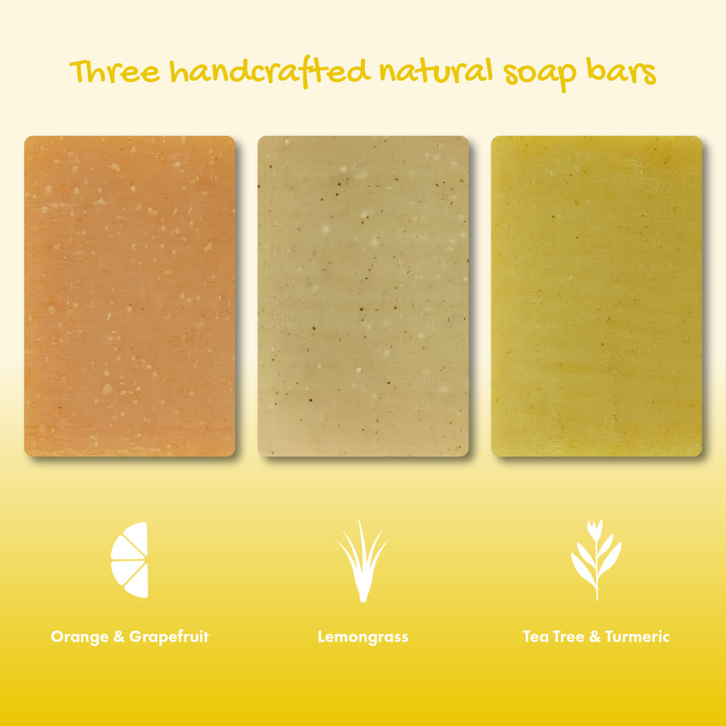 Trio Natural Soap Gift Set Orange Grapefruit Lemongrass Tea Tree Turmeric