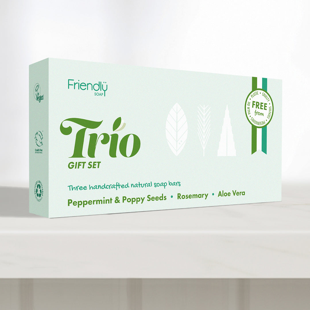 Natural Soap Trio Gift Set with Peppermint, Rosemary and Aloe Vera