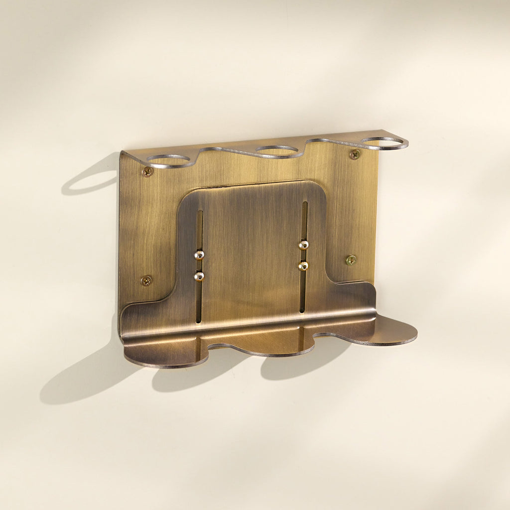 Gold Triple Soap Bottle Holder Wall Mount