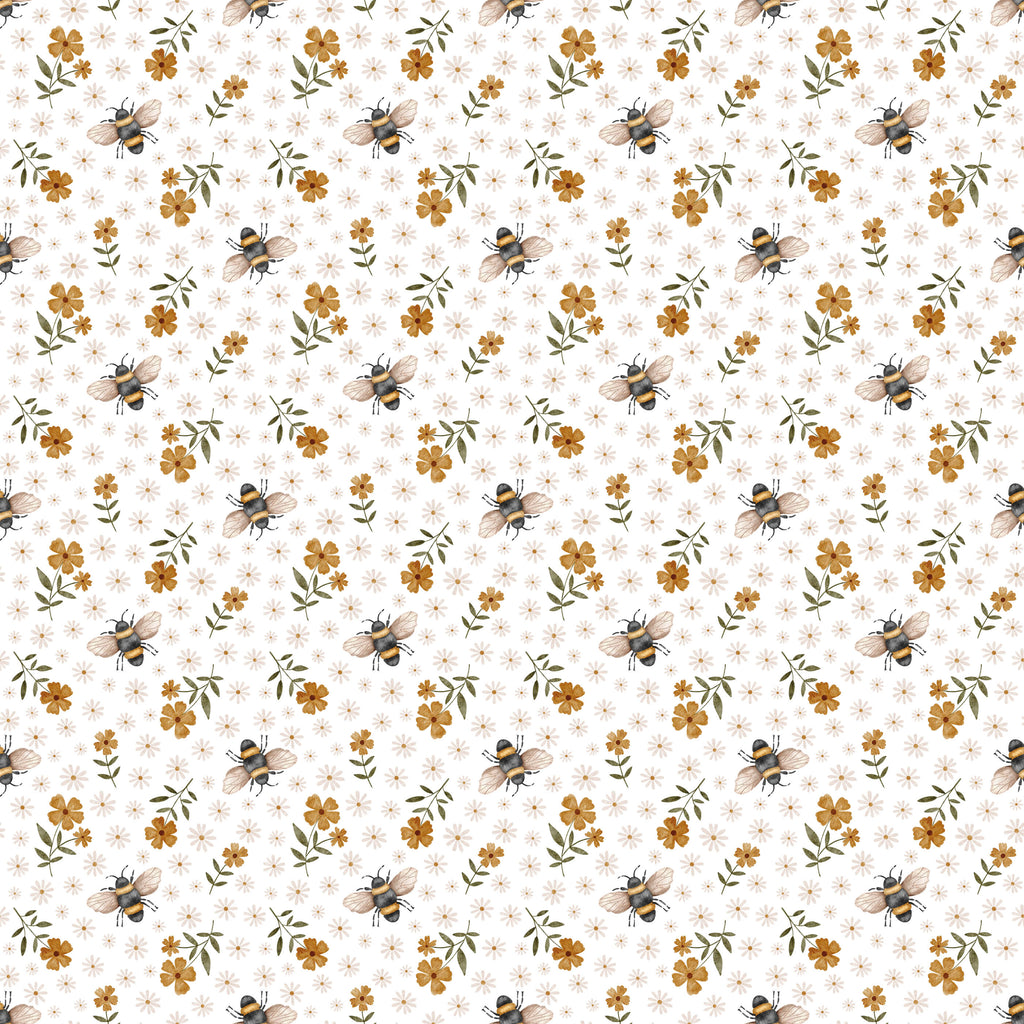 Bee Wallpaper with Floral Design