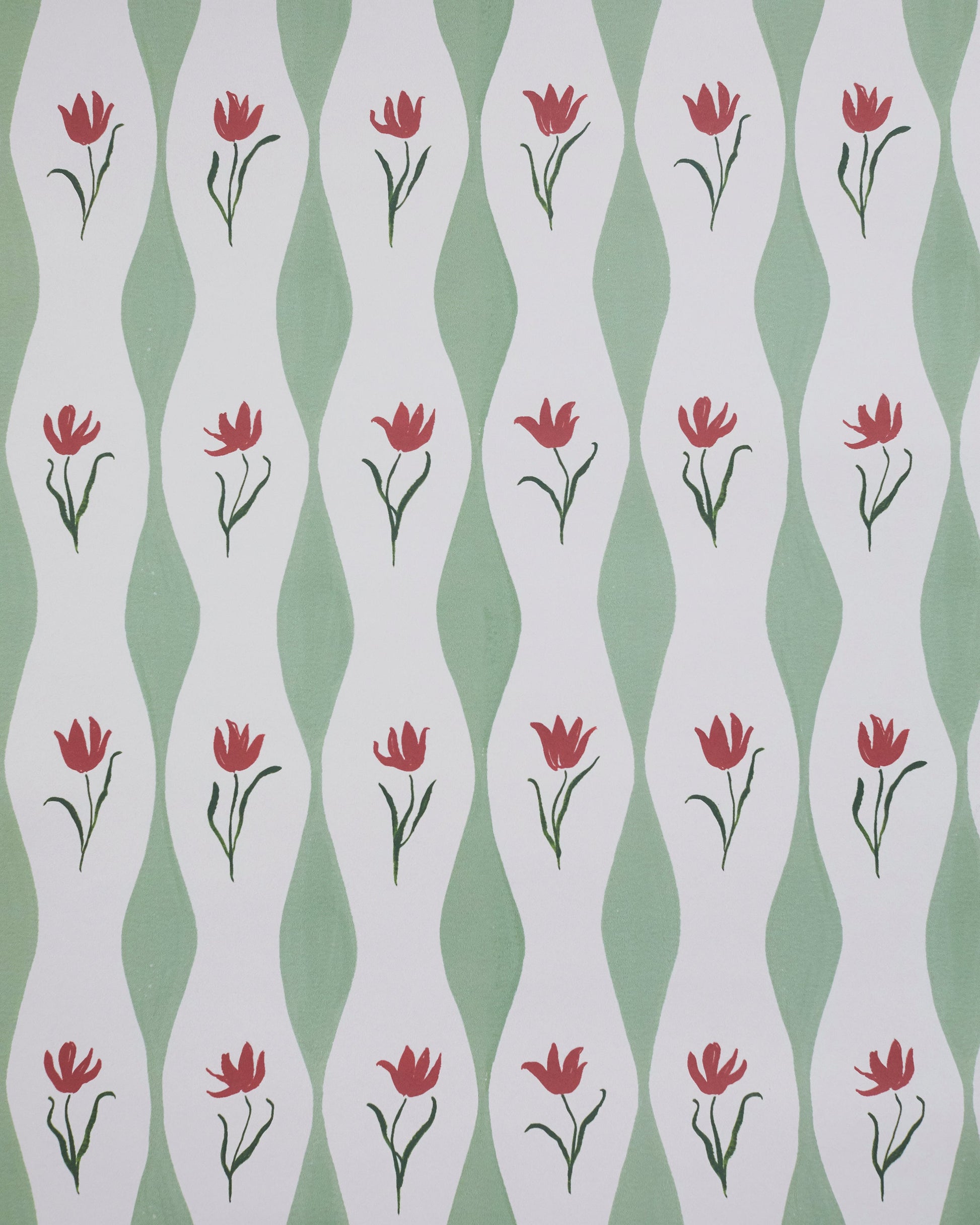 Tulip Wave wallpaper - pistachio