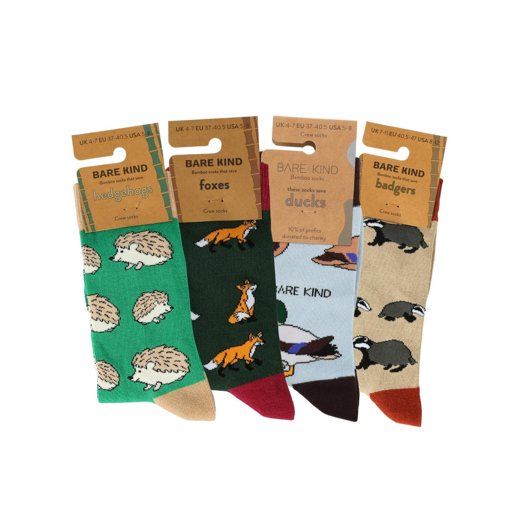UK Wildlife Bundle of 4 Bamboo Socks