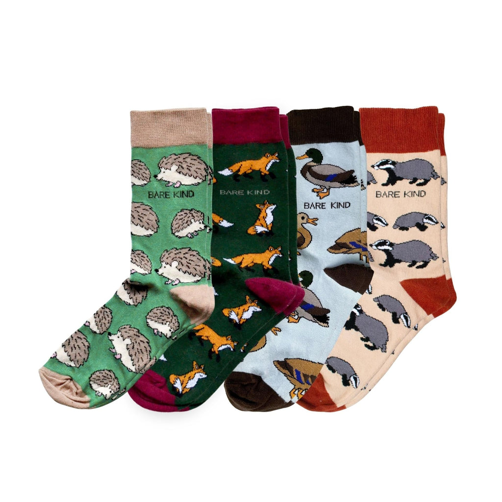 UK Wildlife Bundle of 4 Bamboo Socks