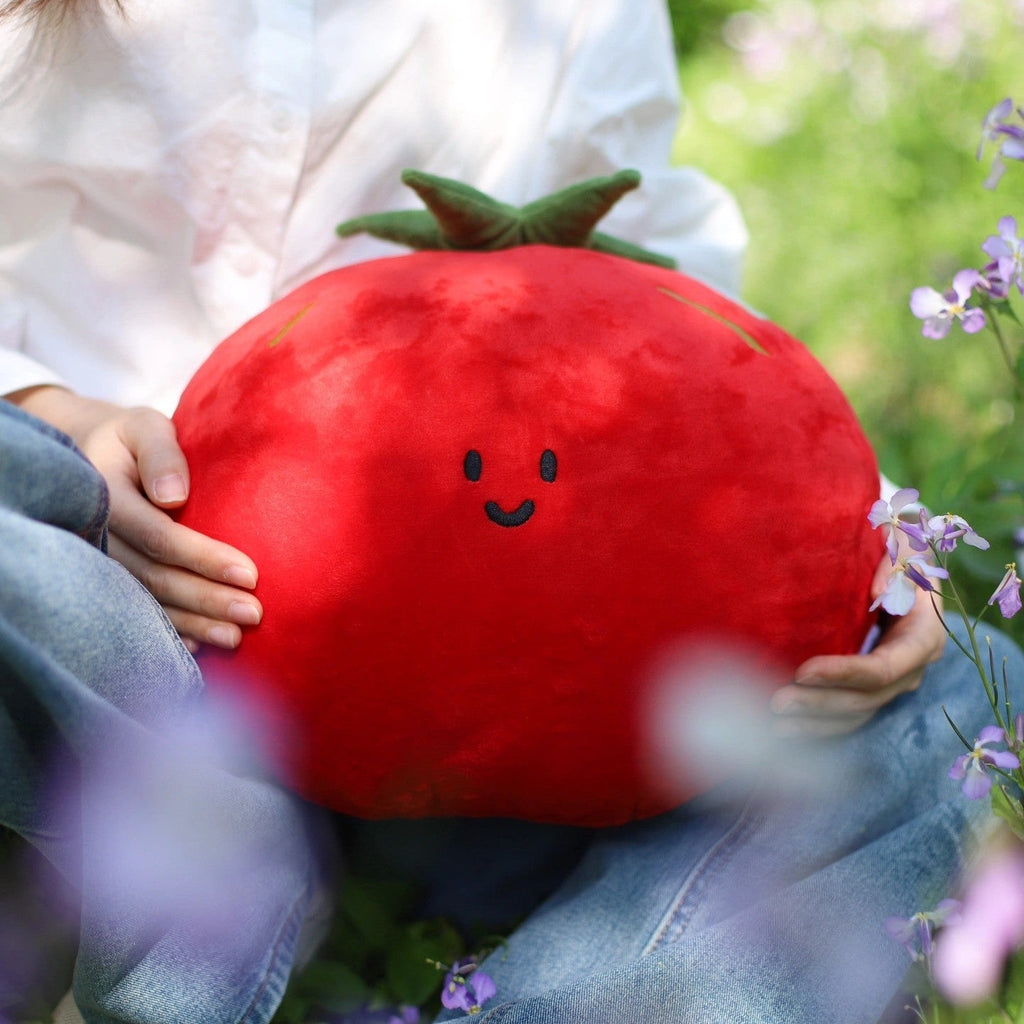 Tomato Plush Pillow in Red and Green