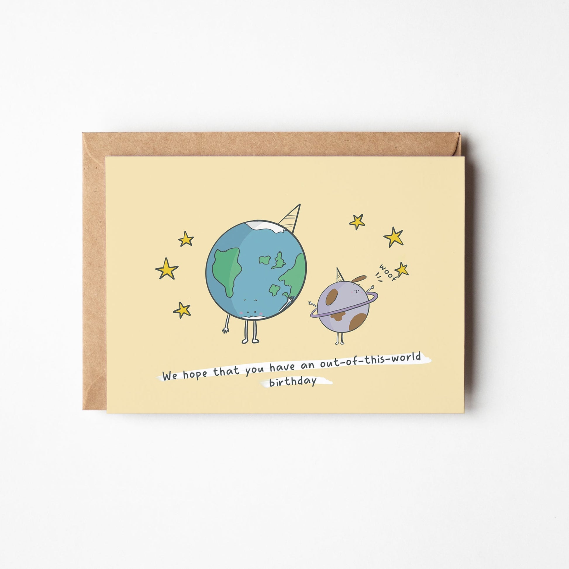 Out of This World Birthday Card with Hand Illustrated Earth