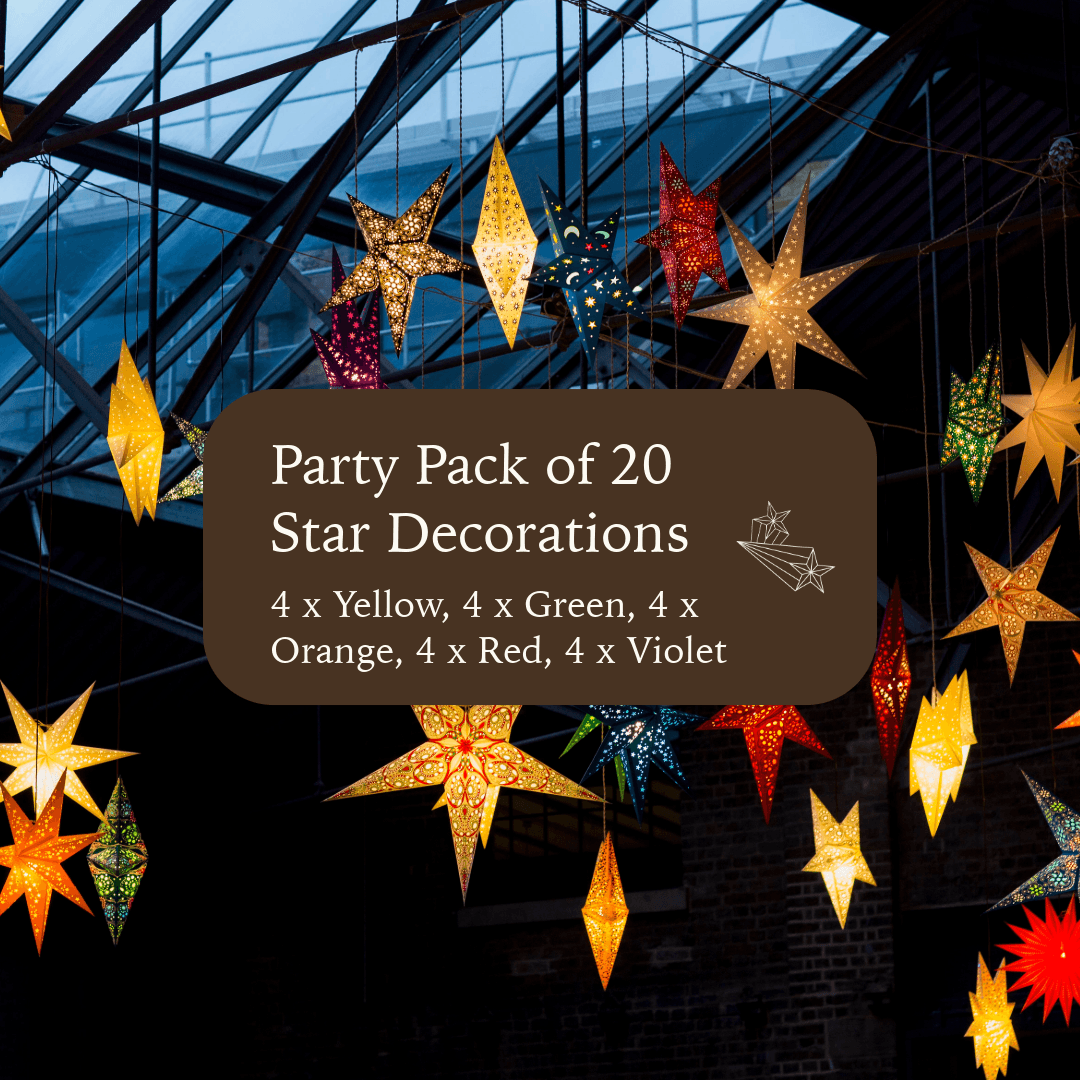 Multicoloured Party Pack 20 Star Lanterns