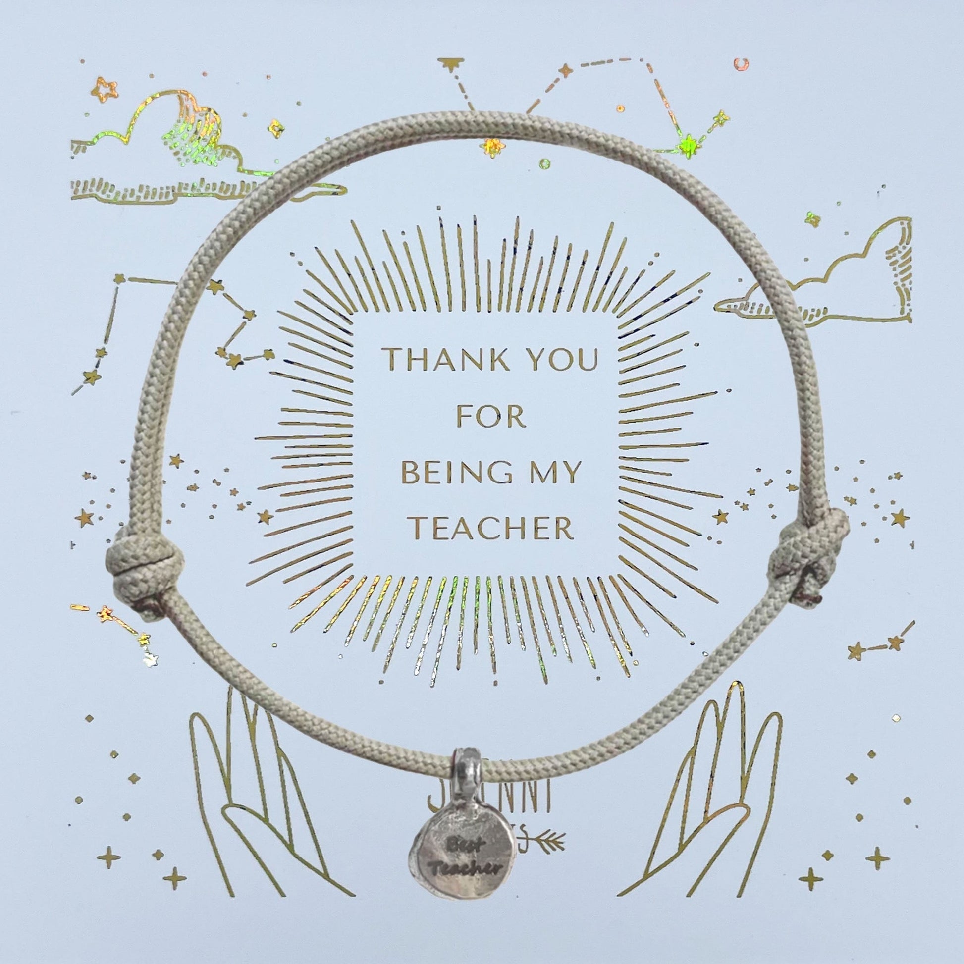 Best Teacher Sterling Silver Rope Bracelet