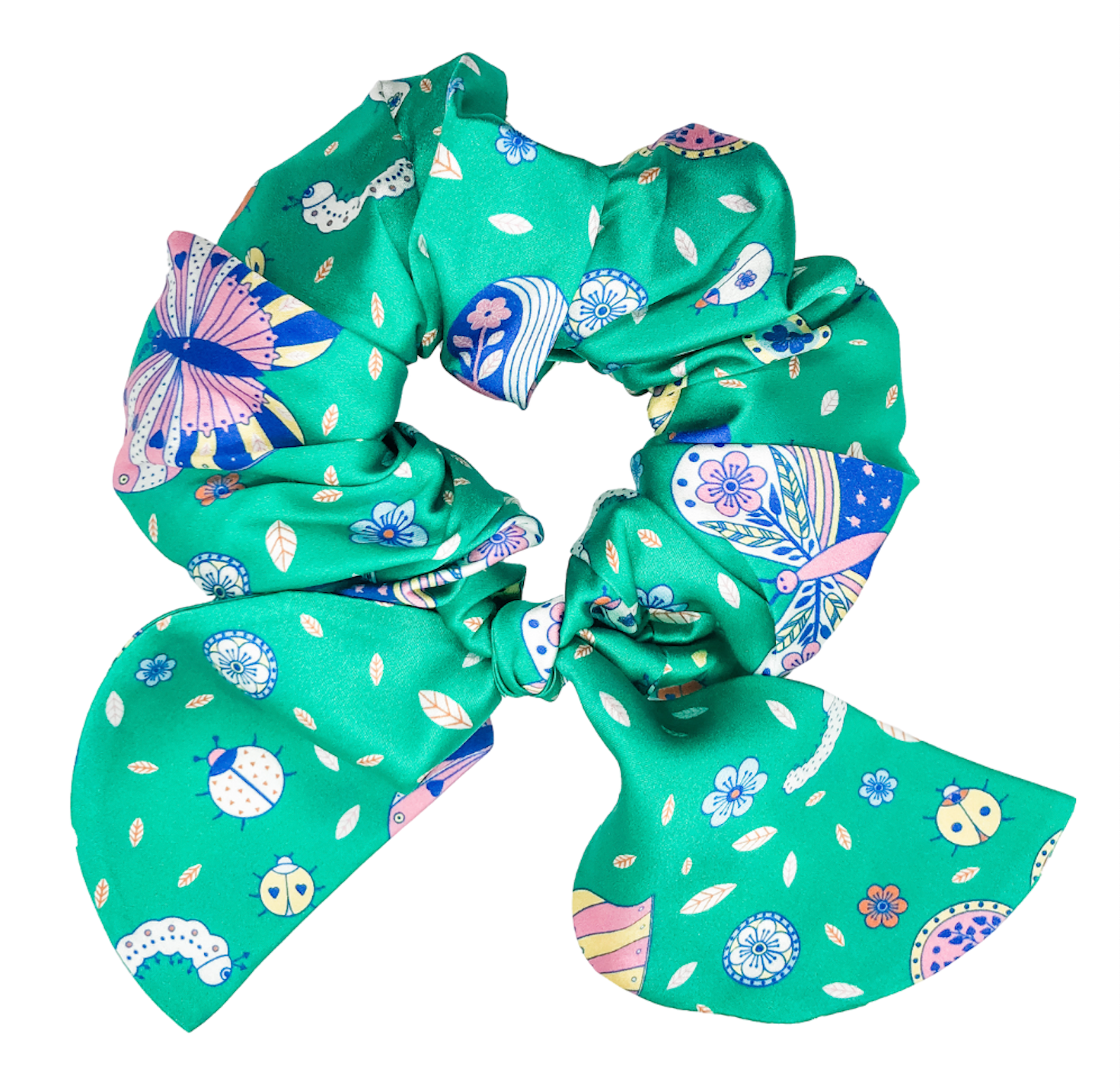 Silk Scrunchie in Rainforest Butterfly with Removable Wings