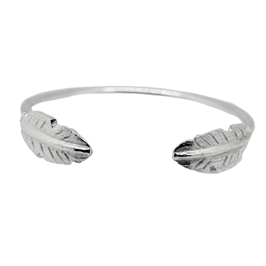 Sterling Silver Feather Cuff Bangle