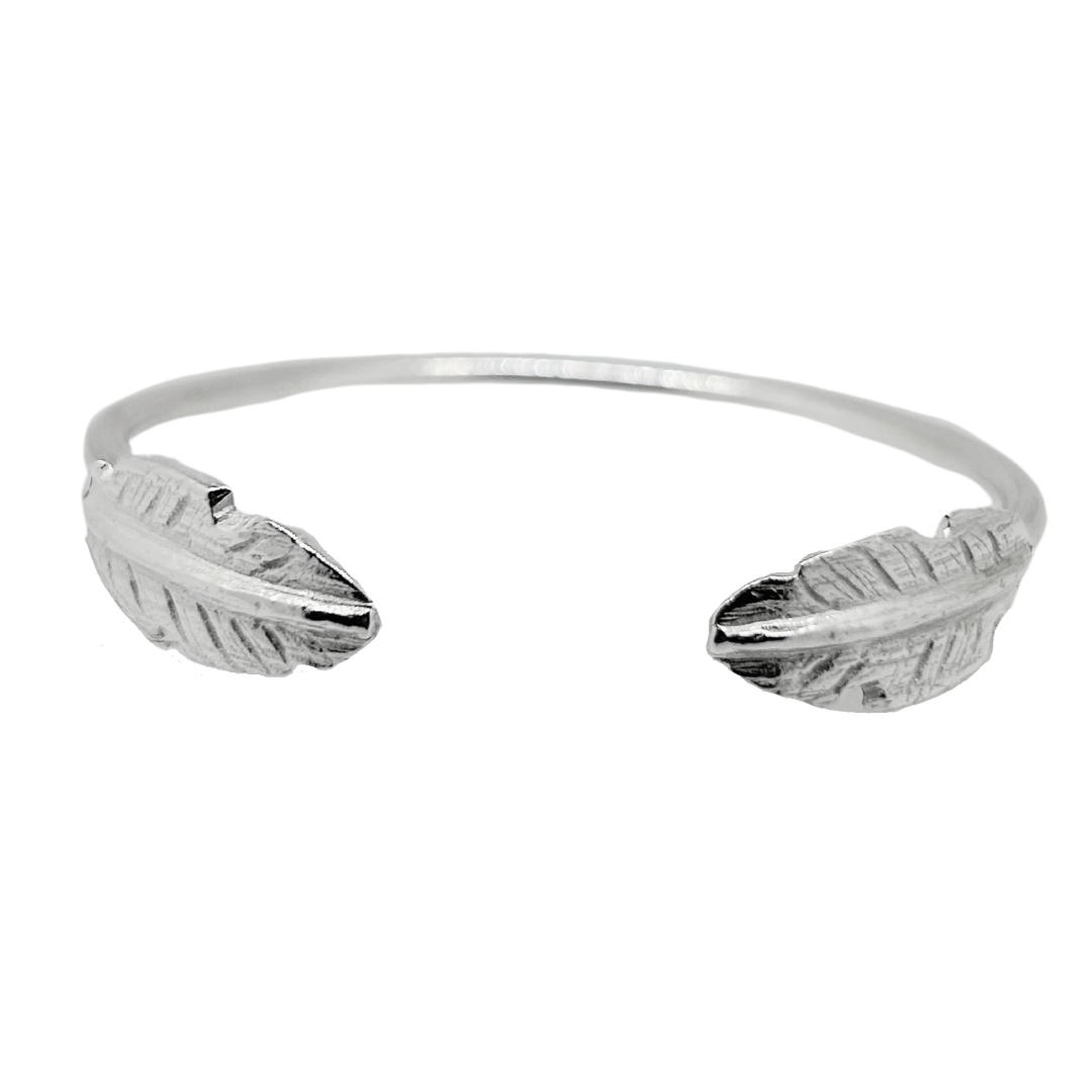 Sterling Silver Feather Cuff Bangle