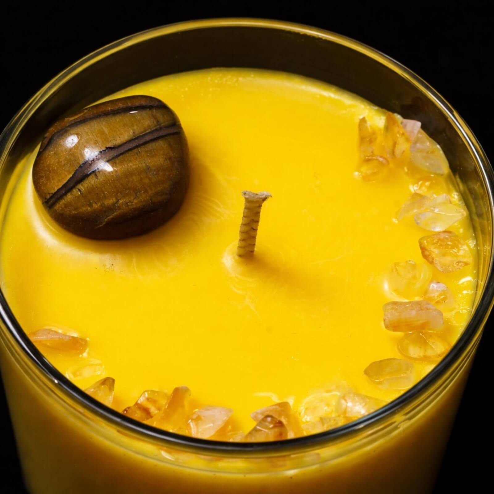 Crystal Infused Scented Candle with Gold Tiger's Eye and Citrine