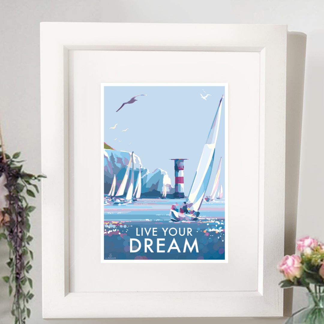Live Your Dream Vintage Style Retro Quote Poster