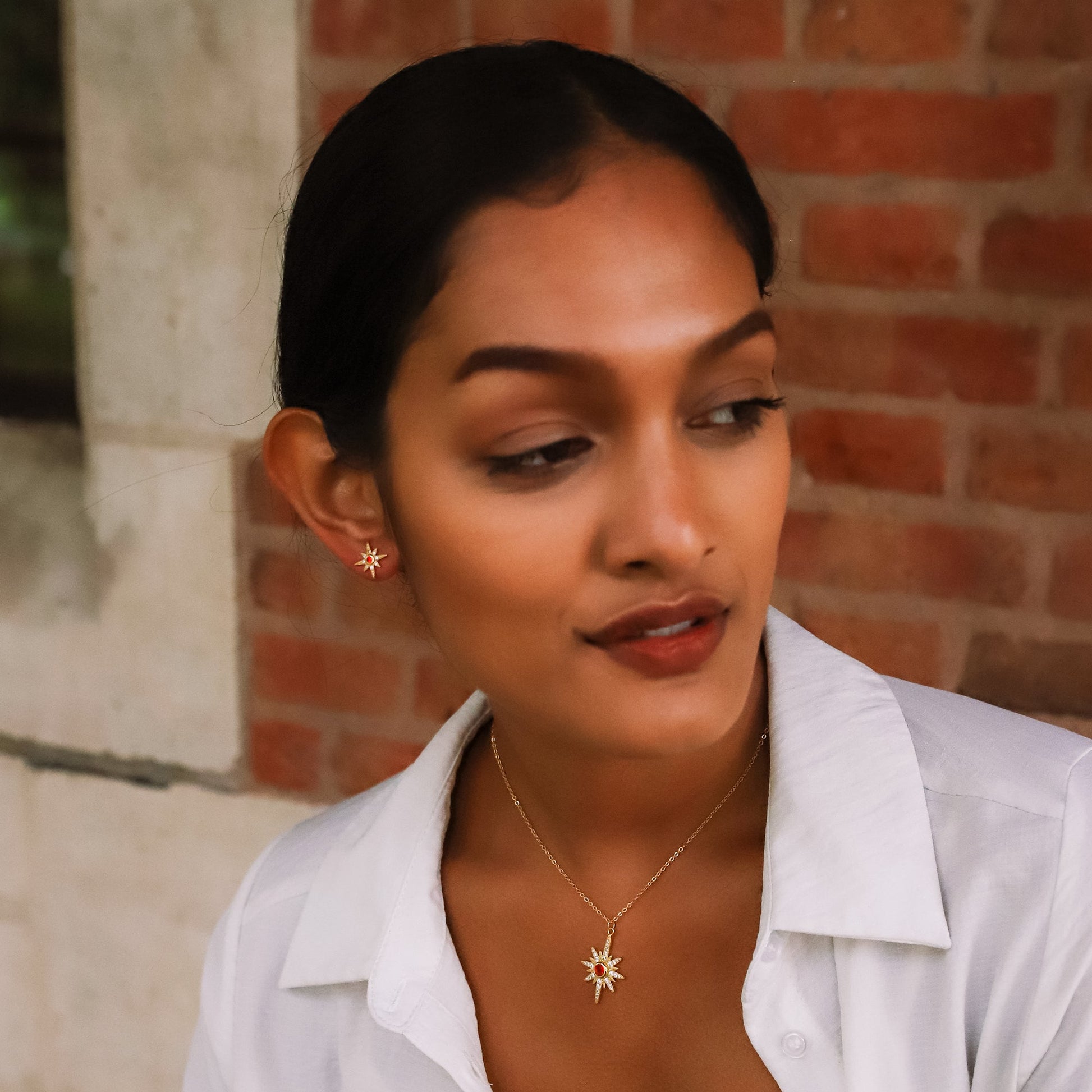 Ursa Birthstone Star Stud Earrings | 18K Gold Plated