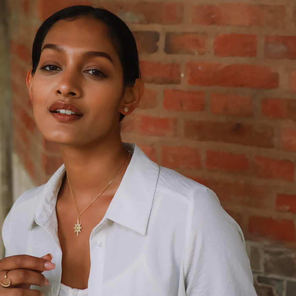 Ursa Birthstone Star Stud Earrings | 18K Gold Plated