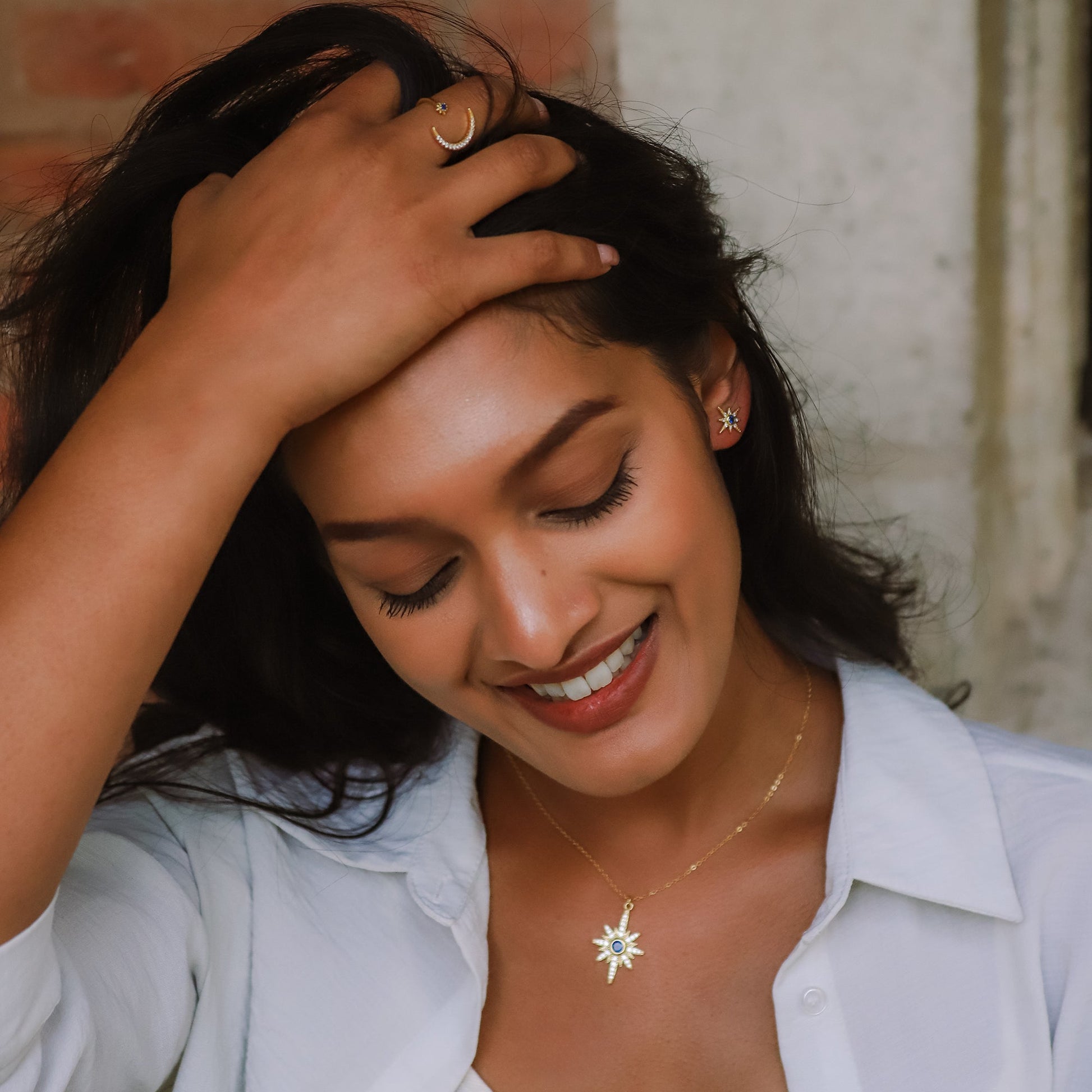 Ursa Birthstone Star Stud Earrings | 18K Gold Plated