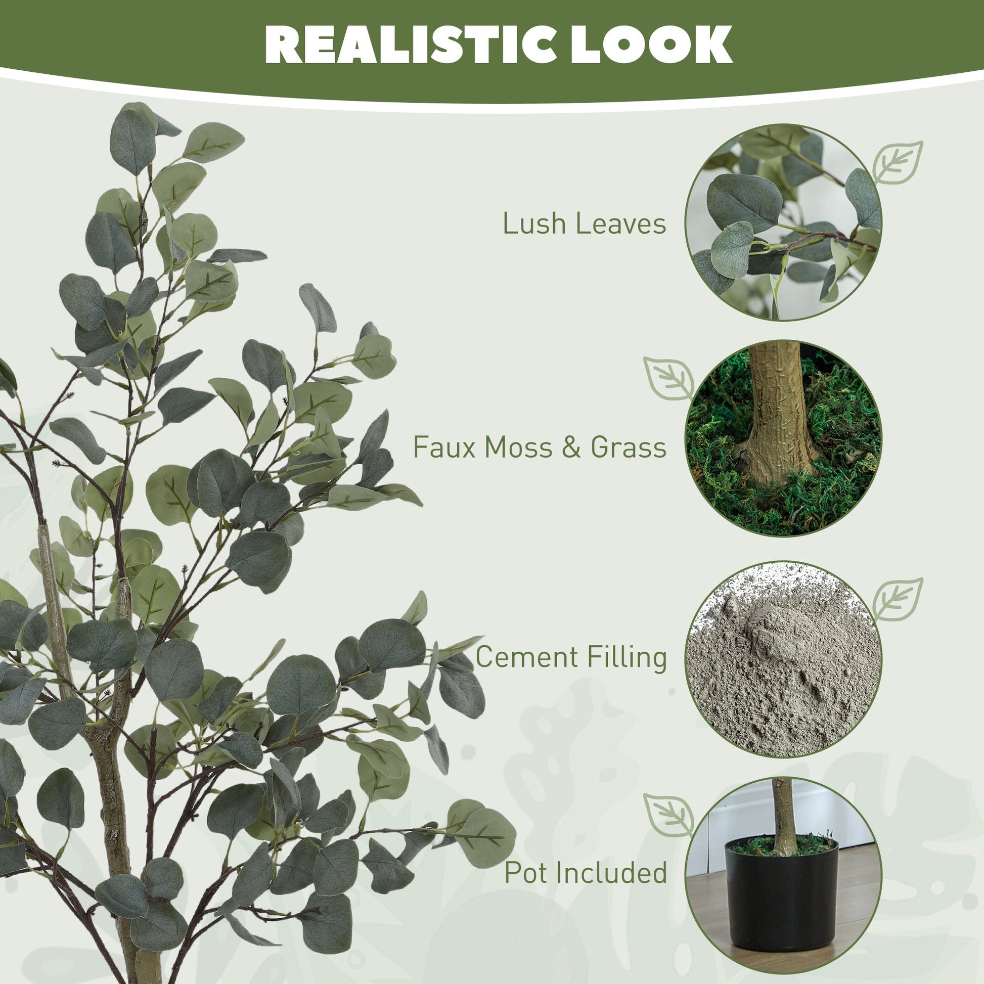 Artificial Eucalyptus Trees 2 Pack Faux Silk Plants 120cm