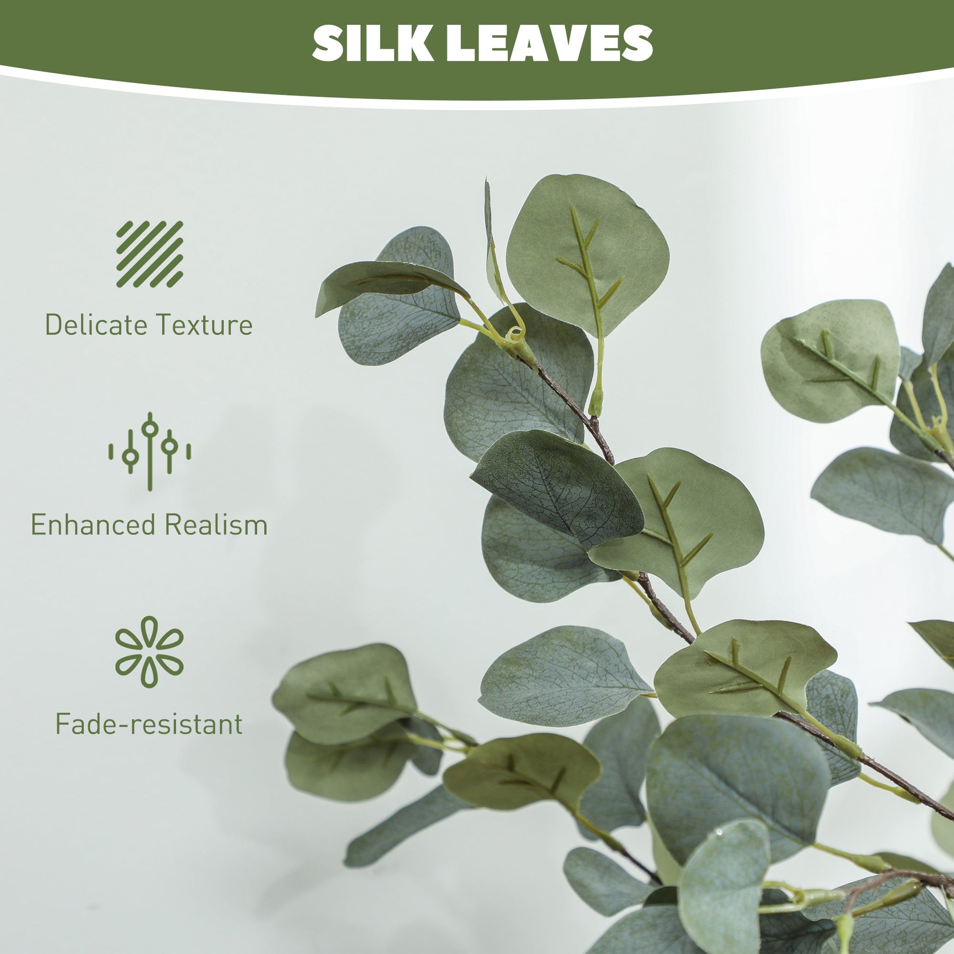 Artificial Eucalyptus Trees 2 Pack Faux Silk Plants 120cm