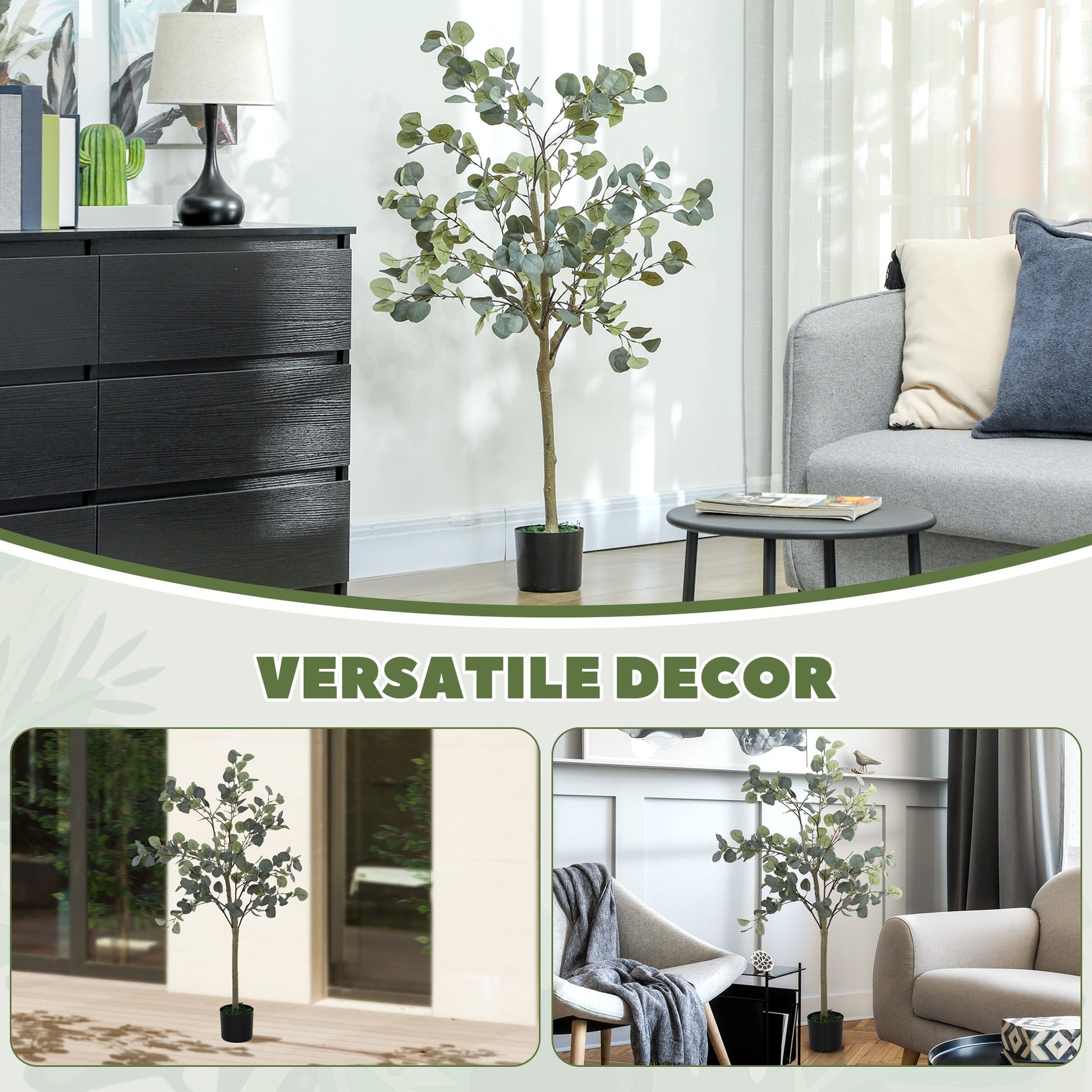 Artificial Eucalyptus Trees 2 Pack Faux Silk Plants 120cm