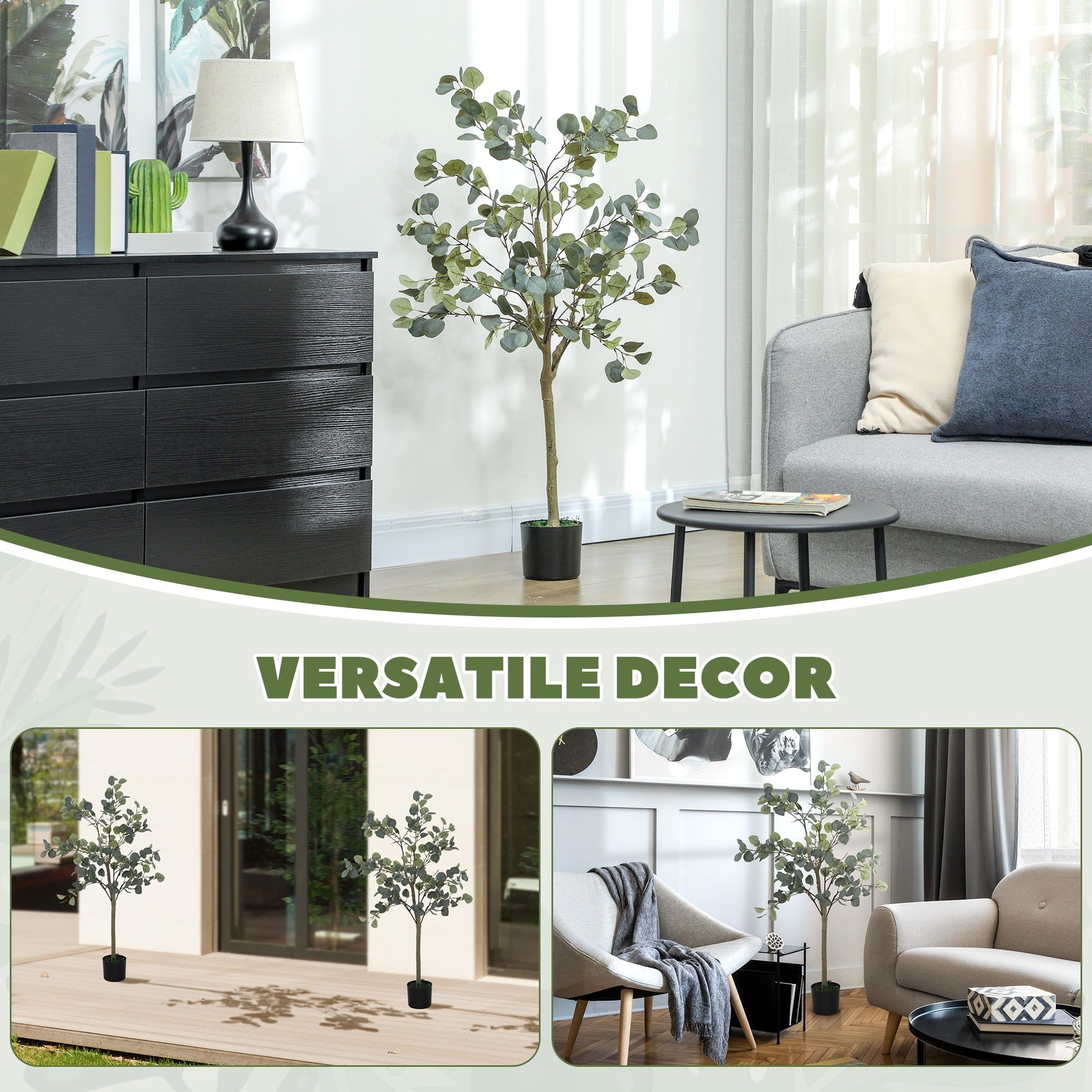 Artificial Eucalyptus Trees 2 Pack Faux Silk Plants 120cm