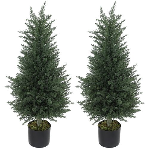 Set of 2 Decorative Artificial Cypress Plants for Home Decor