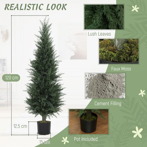Set of 2 Decorative Artificial Cypress Plants for Home Decor