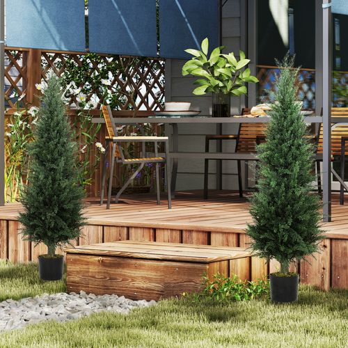 Set of 2 Decorative Artificial Cypress Plants for Home Decor