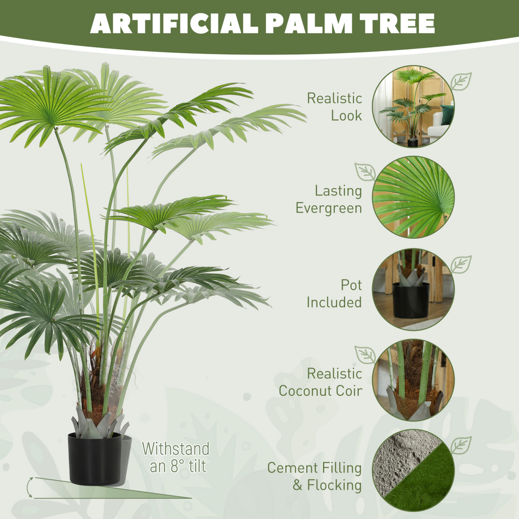 Artificial Palm Tree Plant 145cm with Realistic Leaves