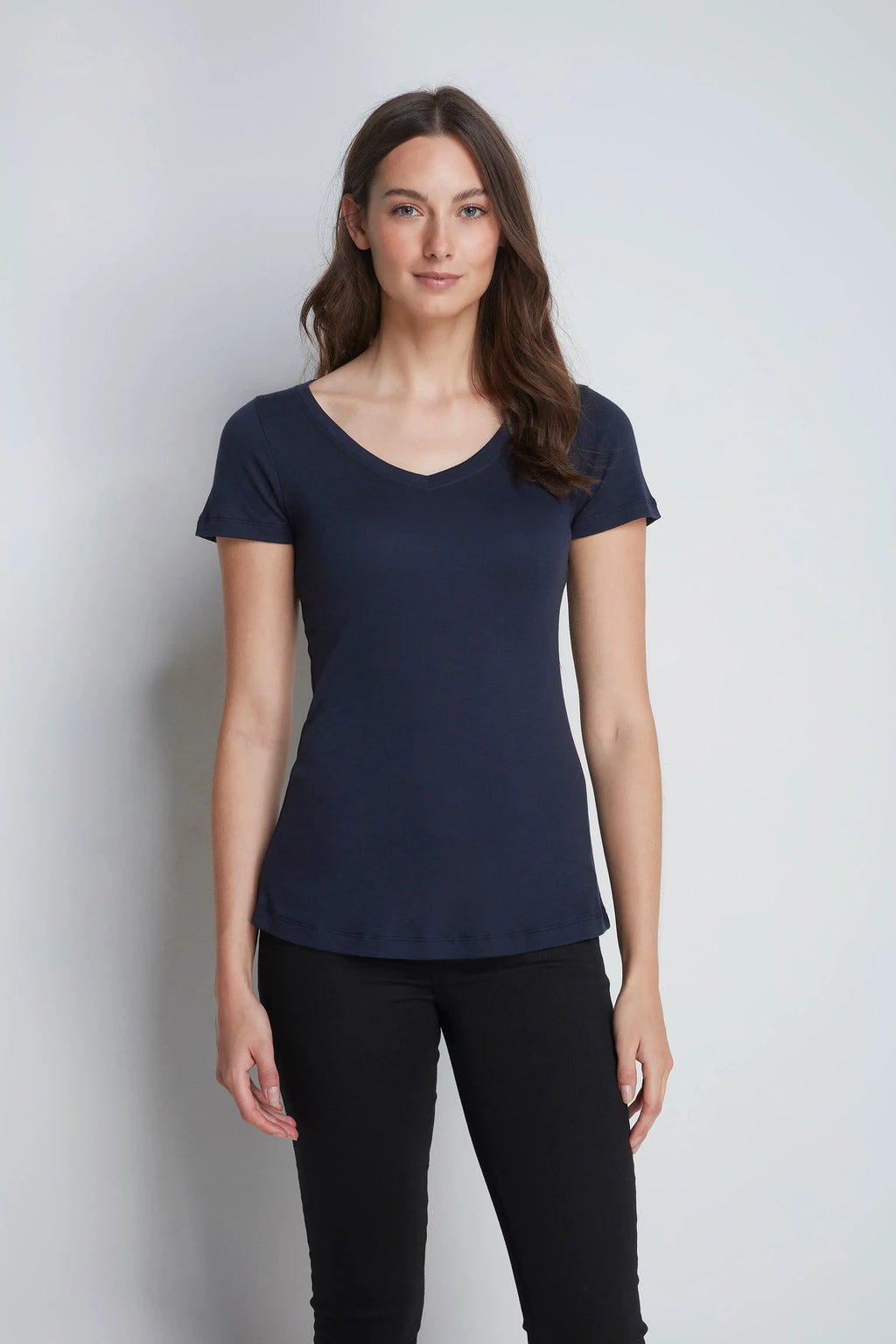 Women's V Neck Cotton Modal T-Shirt Short Sleeve