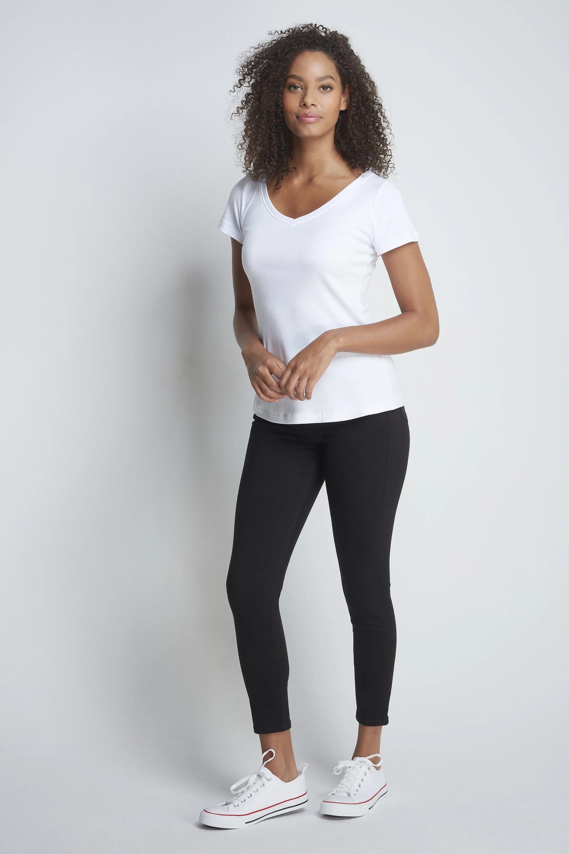 Women's V Neck Cotton Modal T-Shirt Short Sleeve