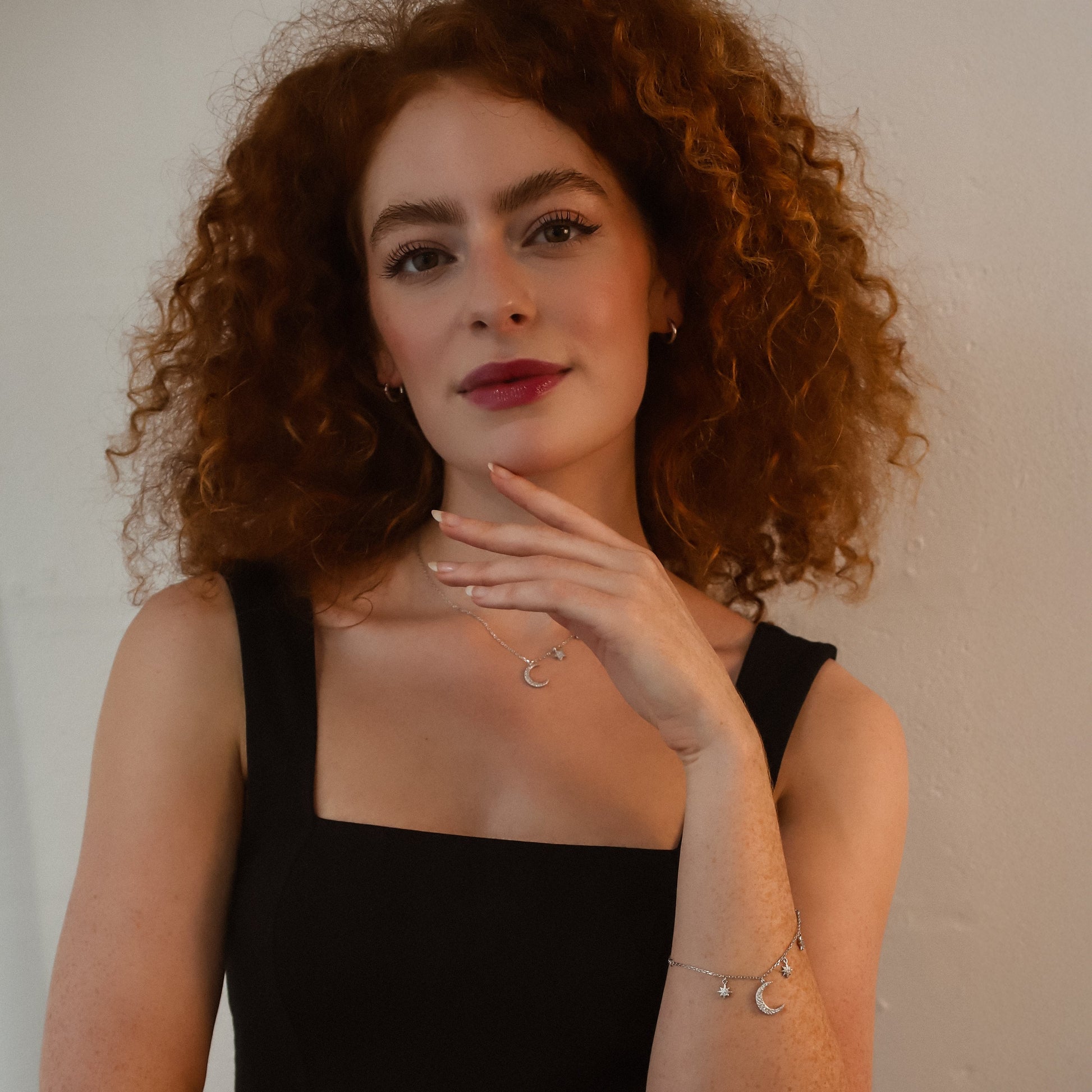 Moon and Star Charm Bracelet in Sterling Silver