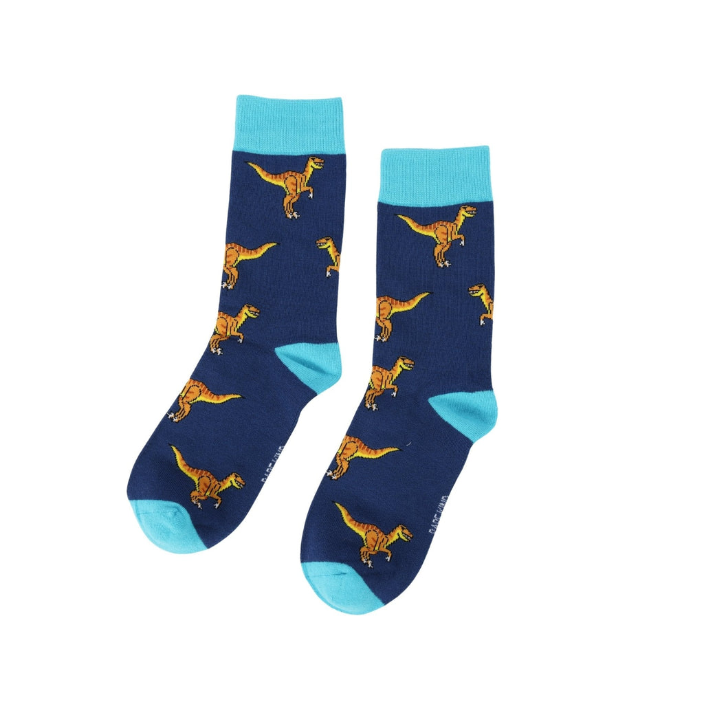 Save the Velociraptors Bamboo Socks in Navy
