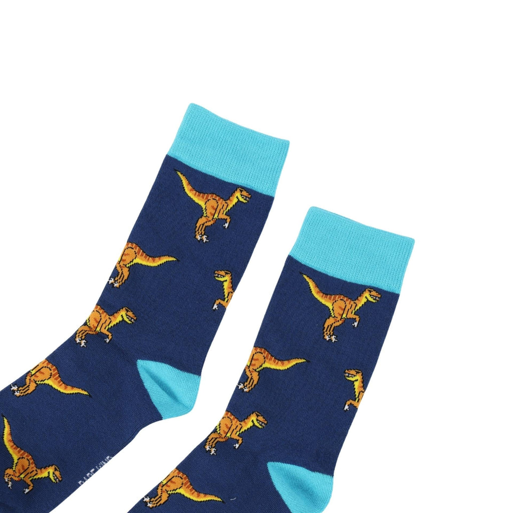 Save the Velociraptors Bamboo Socks in Navy