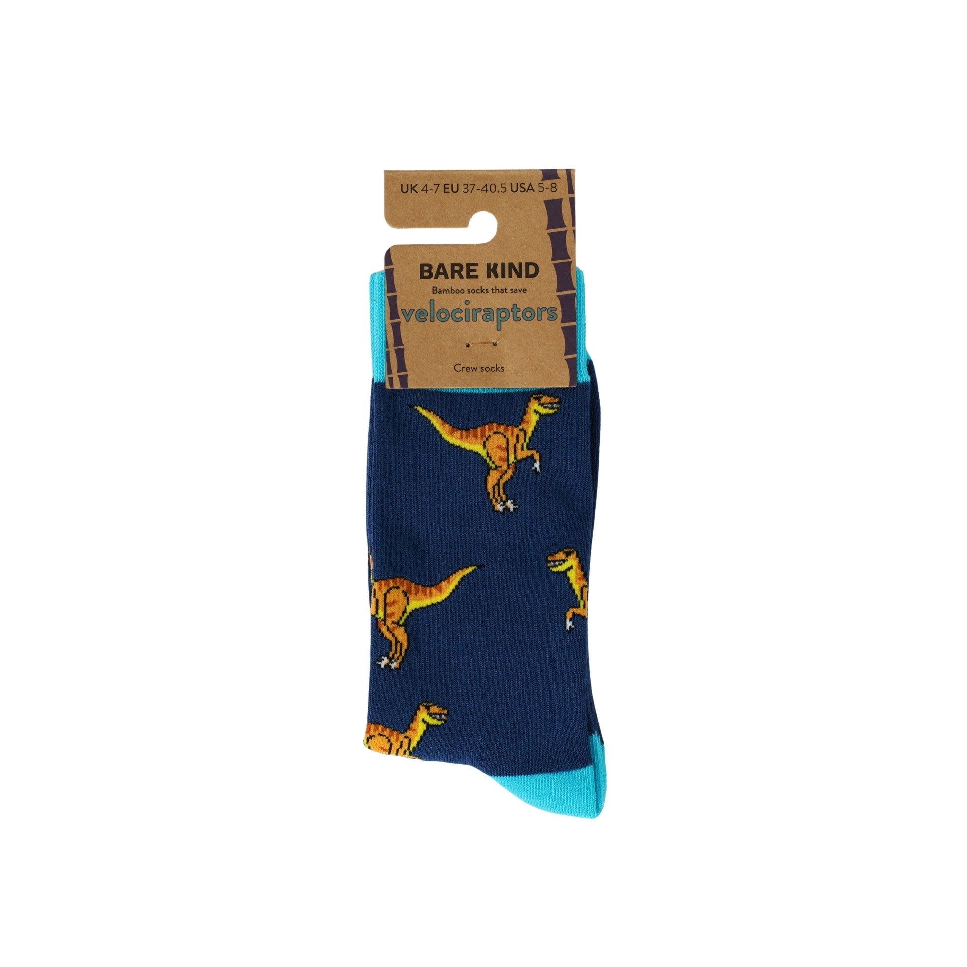 Save the Velociraptors Bamboo Socks in Navy