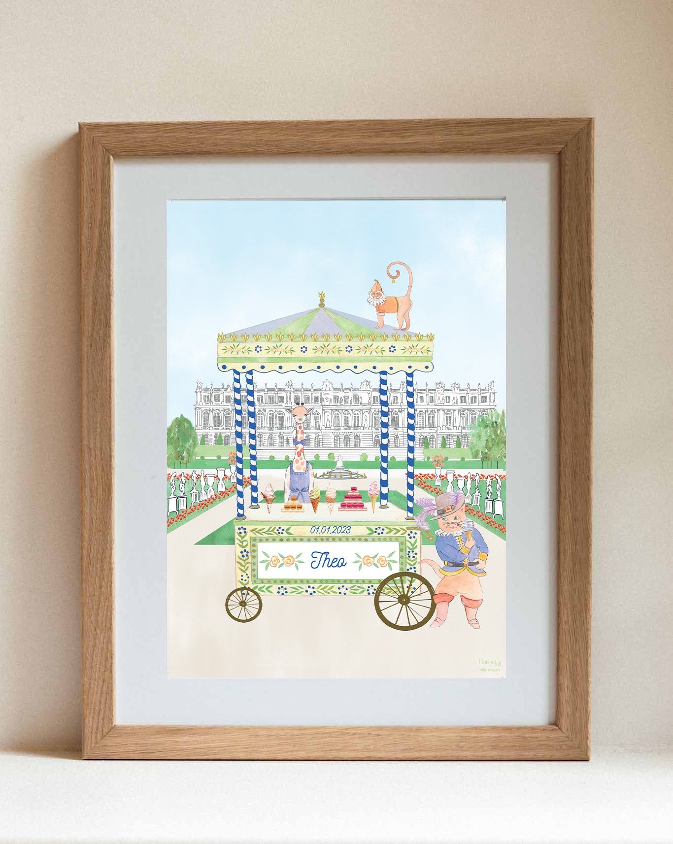 Personalised Animal Ice Cream Stand Palace of Versailles Print for Boys