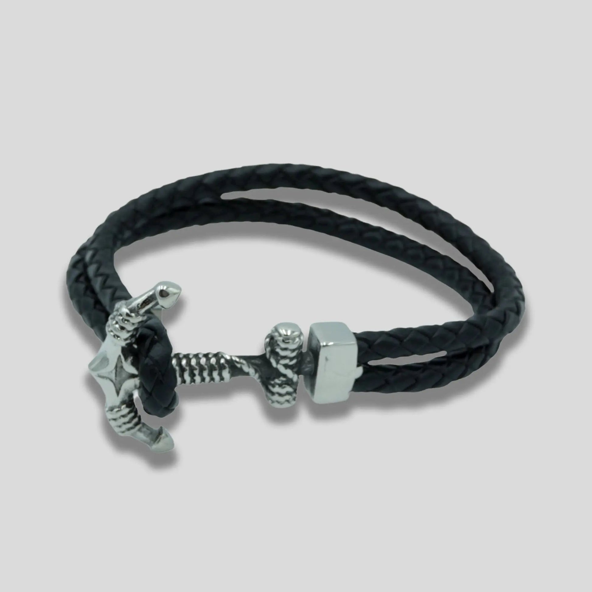 Black Braided Anchor Bracelet