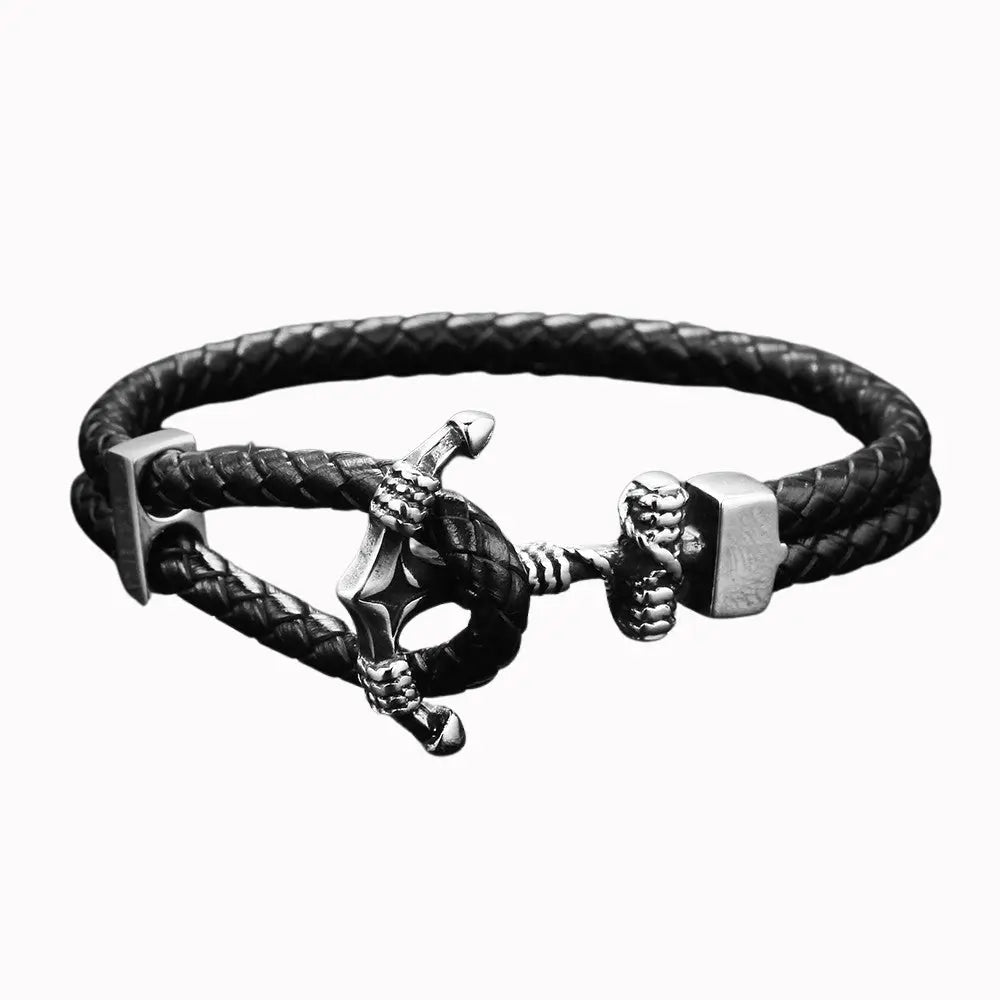 Black Braided Anchor Bracelet