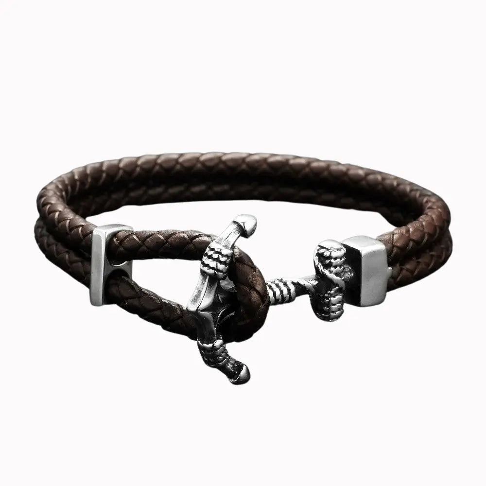 Brown Braided Anchor Bracelet