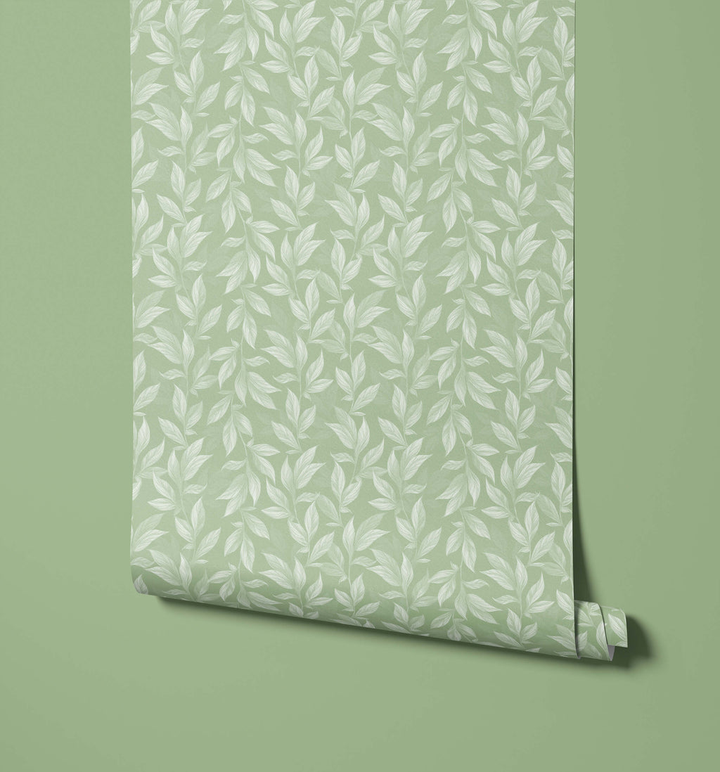 Vine Tropical Wallpaper in Soft Pastel