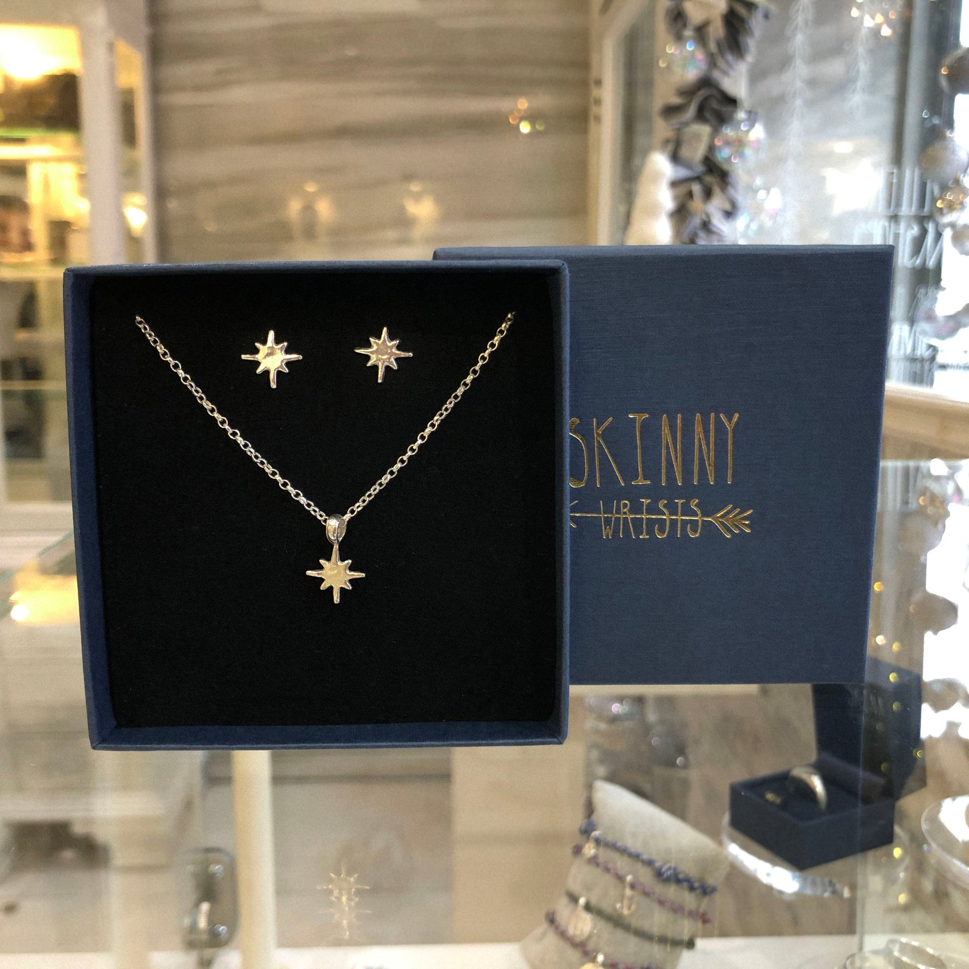 North Star Silver Necklace and Earring Set
