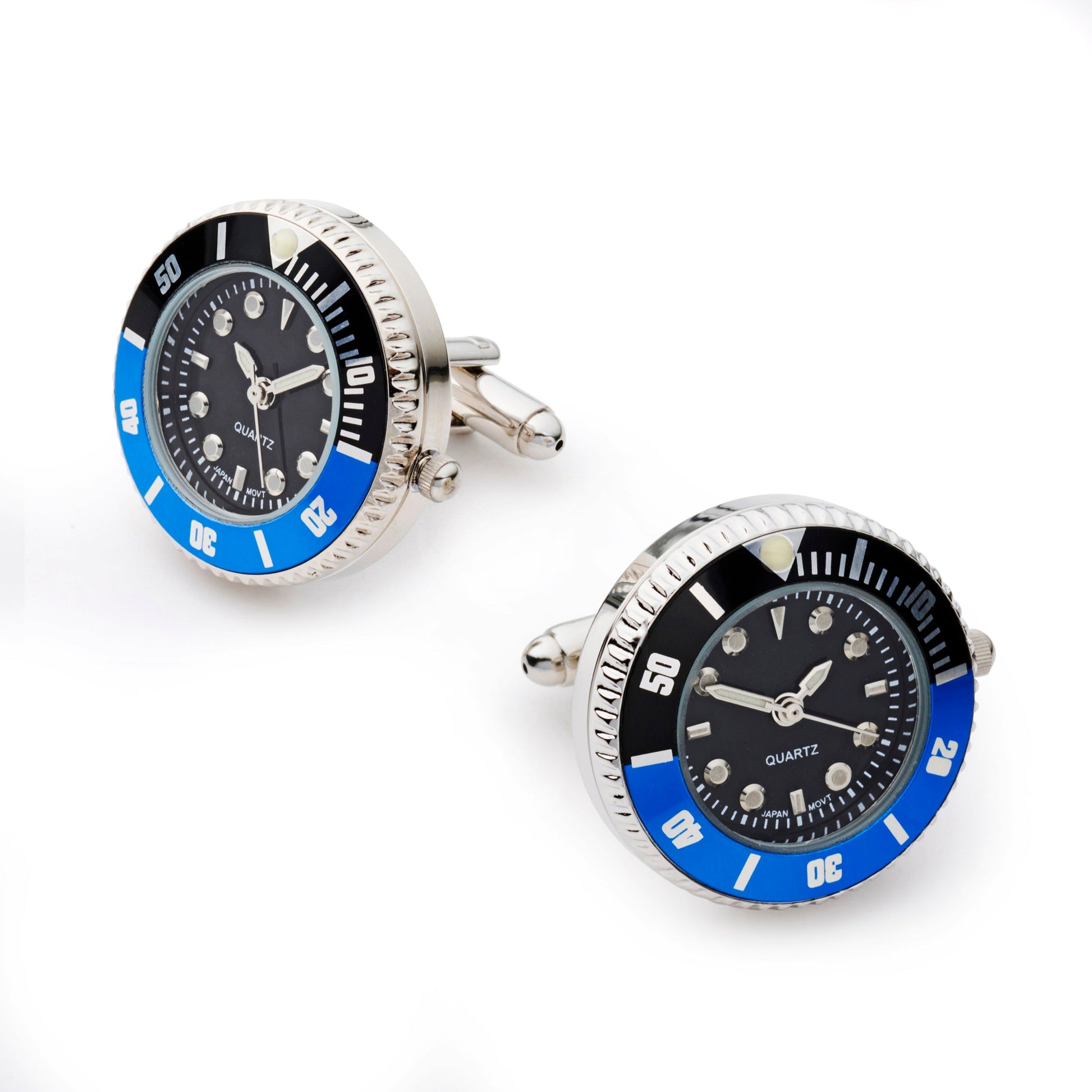 Working Batman Watch Cufflinks in Black and Blue