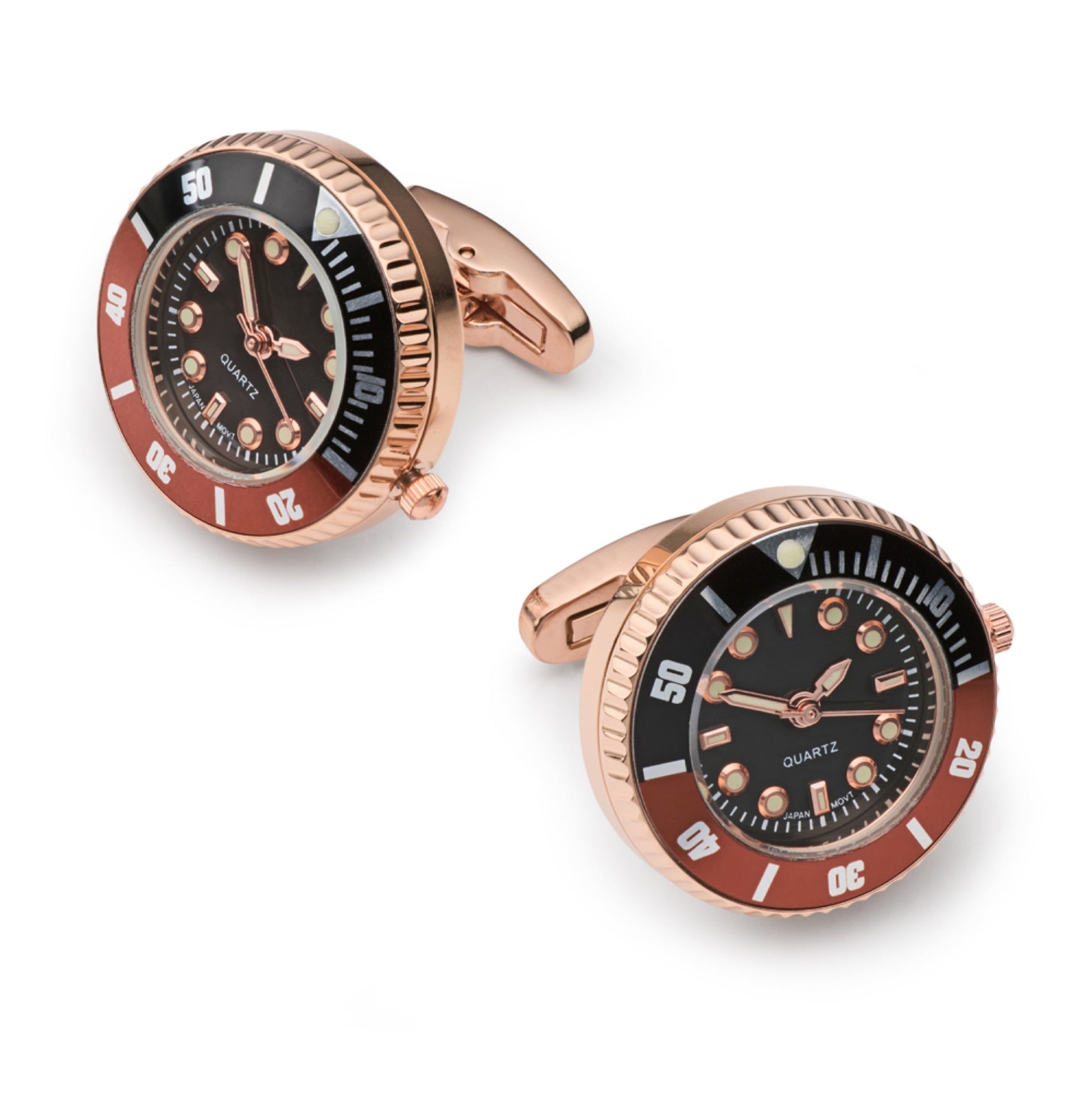 Working Root Beer Watch Cufflinks in Rose Gold