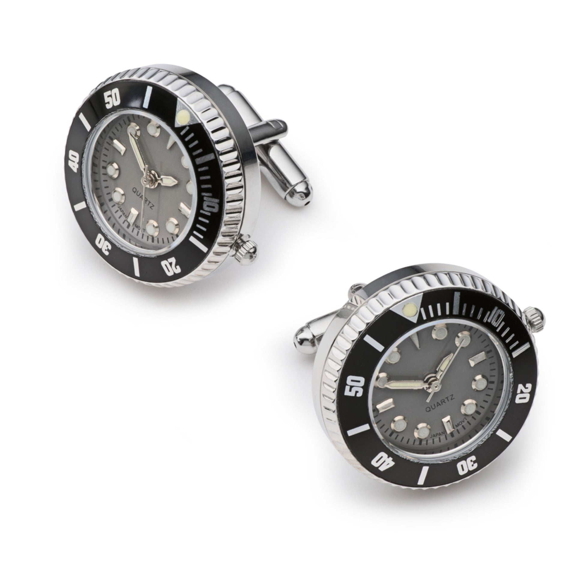 Working Watch Cufflinks Silver Grey