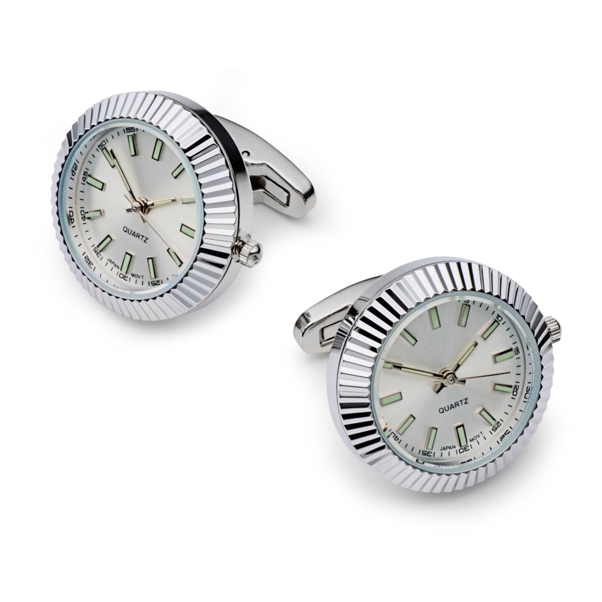 Working Watch Cufflinks in Silver and White