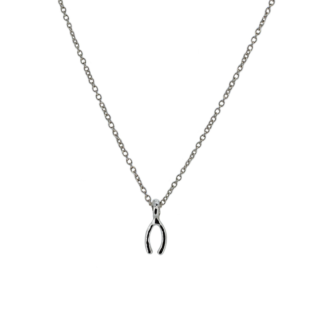 Lucky Charm Wishbone Necklace in Sterling Silver
