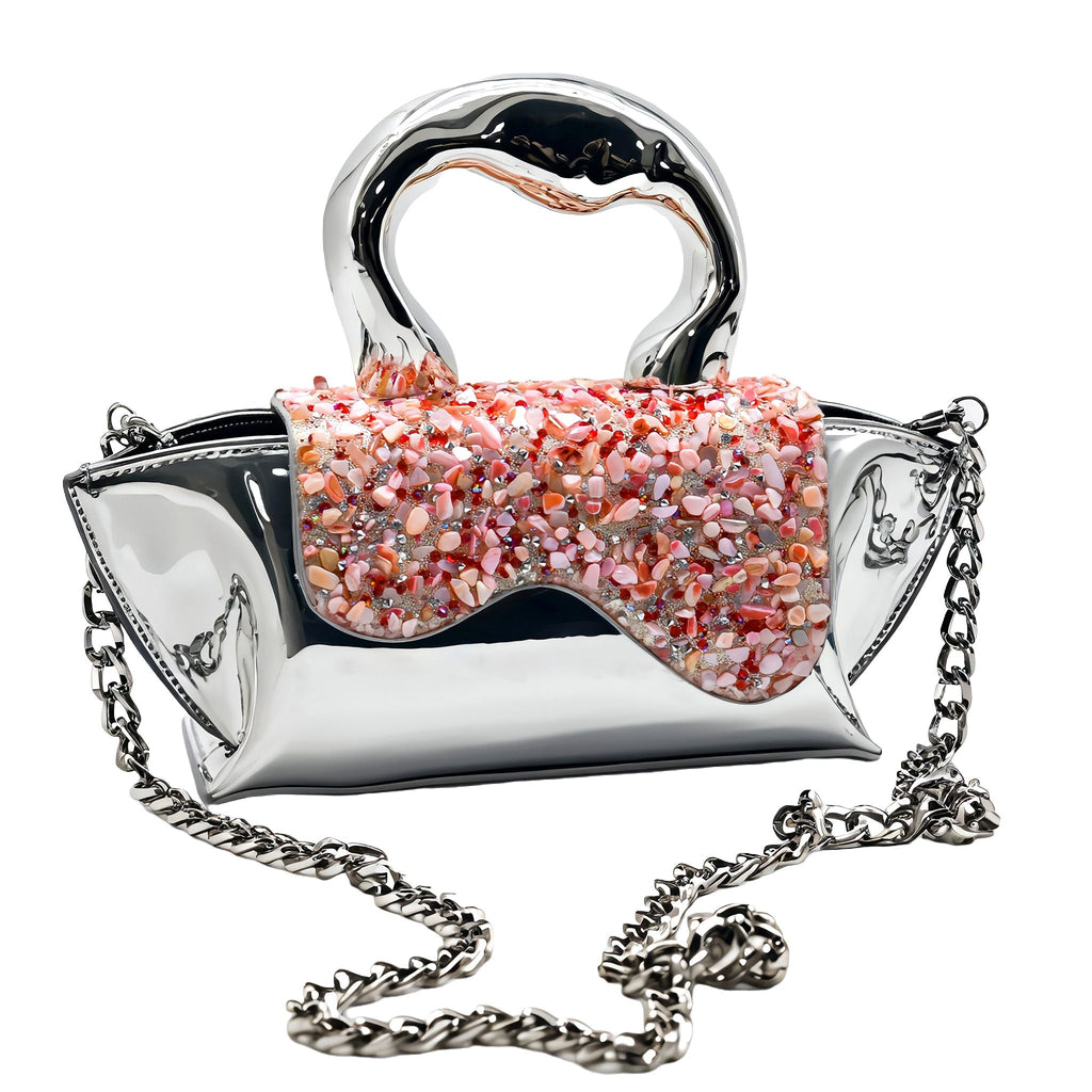 Silver Pink Luxe Mini Crossbody Bag