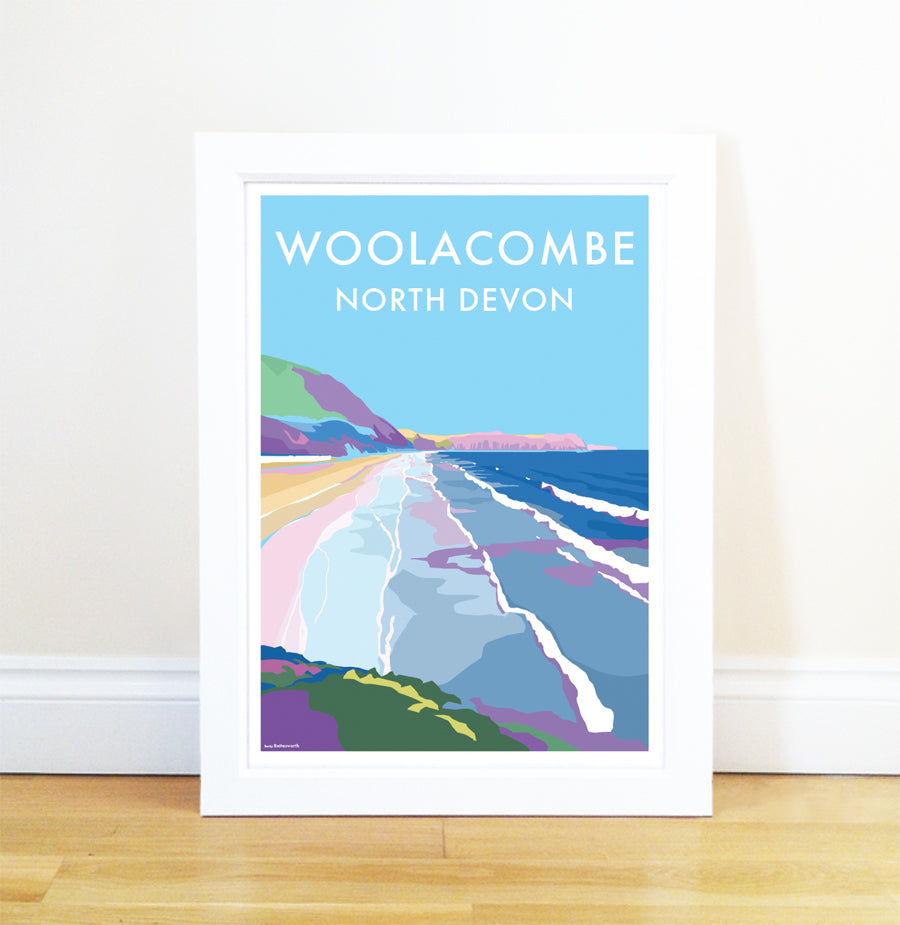 Woolacombe Vintage Seaside Travel Poster Print